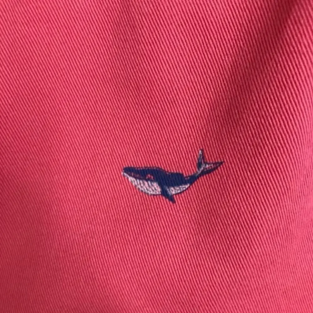 Izod Saltwater Chino Short Mens‎ Size 32 Waist 16 Salmon Red Whale Print Preppy